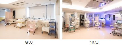 NICU（新生児集中治療室）、GCU（新生児治療回復室）